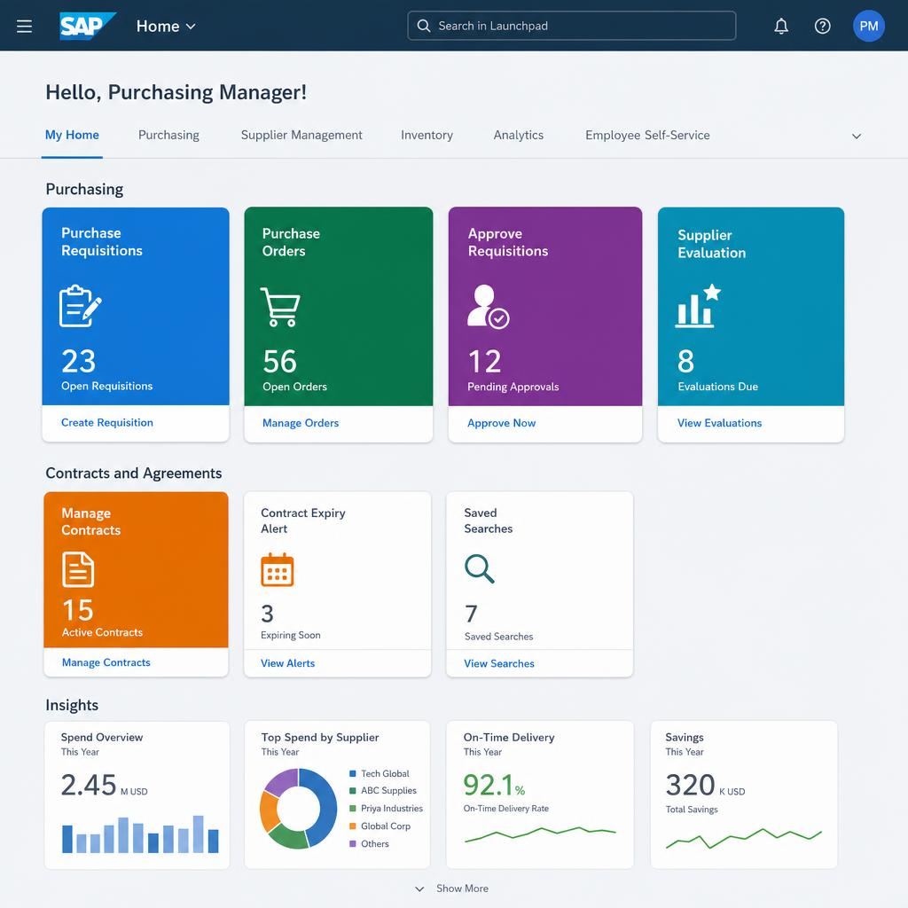 SAP Fiori Launchpad de um comprador